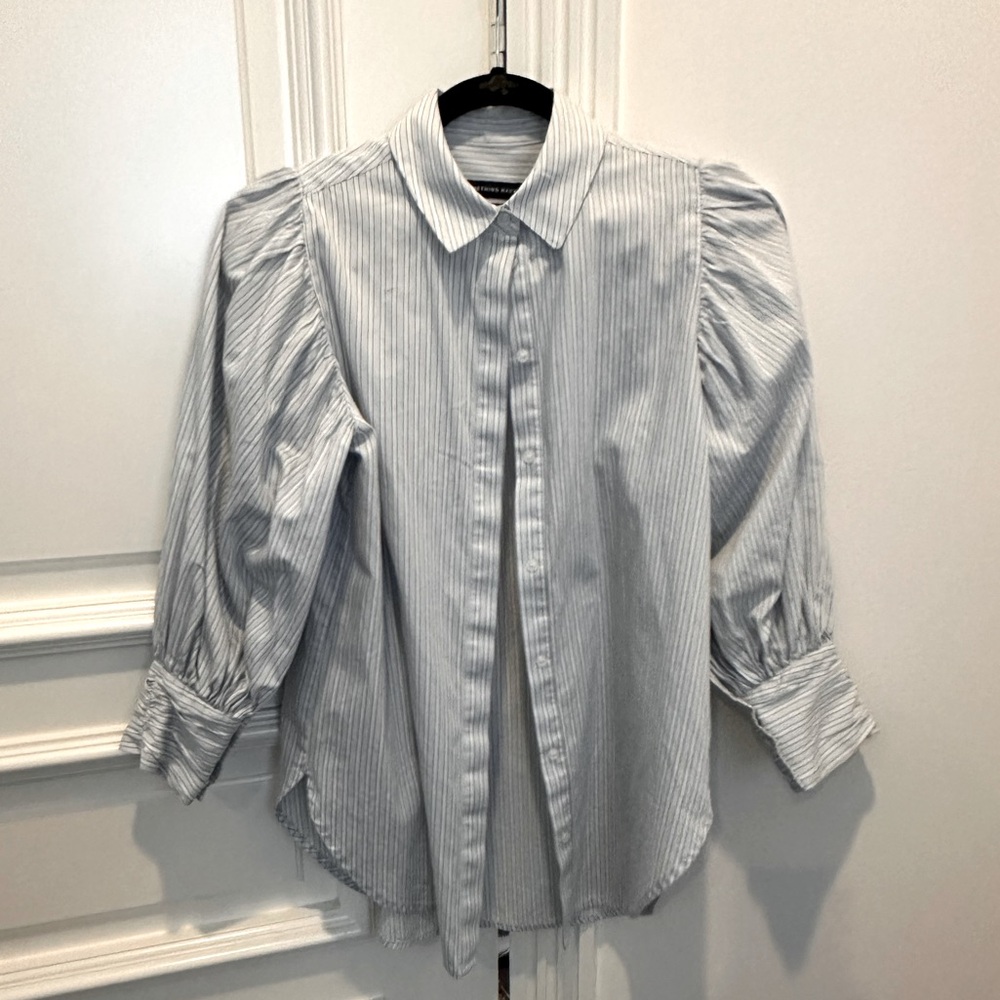 Something Navy Women’s Button-Down Pinstriped Str… - image 1